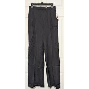 And Now This Pants Womens Small Black Pleated Wide Leg Trouser Office Workwear